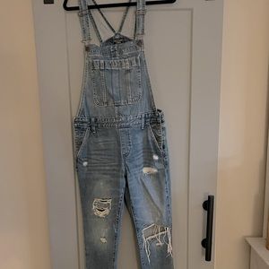 Abercrombie & Fitch Womens Distressed Denim Overalls - Size Small